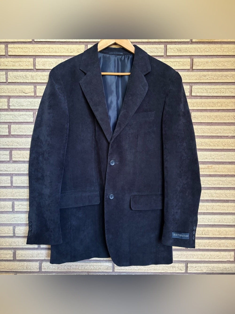 Navy Blue Corduroy Blazer - Distinction - 36R/M - Unisex Suit Jacket - Navy Coat